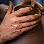 Doug Fitch and Hannah McAndrew making a jug for me